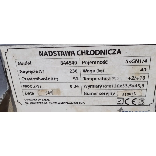 Witryna chłodnicza, nadstawna z szybą, 5 x GN 1/4