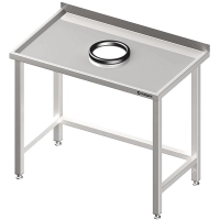 Stół przyścienny bez półki 1300x700x850 mm, z otworem na odpadki