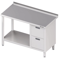 Stół przyścienny z blokiem dwóch szuflad (P),i półką 1200x600x850 mm