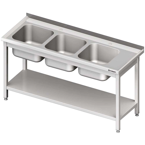 Stół ze zlewem 3-kom.(L),z półką 1700x600x850 mm skręcany